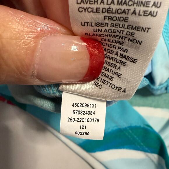 Chico’s IONA V-Neck Slinky Knit Dress Size 2/L SEAWAY BLUE Floral Cap Sleeve NEW - Picture 9 of 10